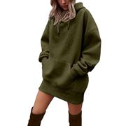 Generisch Mi cuenta Mujeres Sudaderas con capucha Vestido con capucha Vestido Casual Manga Larga Túnica Sudaderas de gran tamaño con bolsillo Chaqueta con capucha Hombres, Verde militar., S
