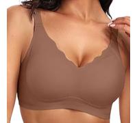 Generisch Mi pedido Sujetador suave Bralette Cubierta completa Sujetador diario Bustier Con Acolchado, caqui, S