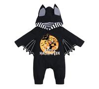 Generisch Mi primer atuendo de Halloween para recién nacidos, niños y niñas, ropa de cosplay, ropa de murciélago infantil, sudadera con capucha, mono (negro 3, 0-3 meses)