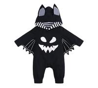Generisch Mi primer atuendo de Halloween para recién nacidos, niños y niñas, ropa de cosplay, ropa de murciélago infantil, sudadera con capucha, mono (negro, 12-18 meses)