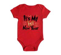 Generisch Mi primera ropa de año nuevo recién nacidos niños niñas trajes de año nuevo carta estampado mameluco mono conjunto de trajes, rojo, 3-6 meses