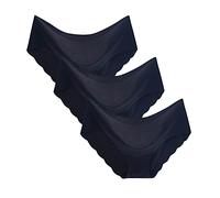 Generisch Midwaist Solid Ice Silk Non- 3 piezas ropa interior de color para mujer transpirable, Negro , XL