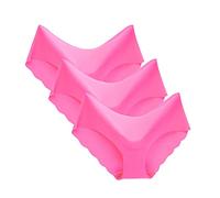 Generisch Midwaist Solid Ice Silk Non- 3 piezas ropa interior de color para mujer transpirable, Rosa intenso., S