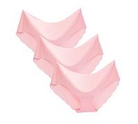 Generisch Midwaist Solid Ice Silk Non- 3 piezas ropa interior de color para mujer transpirable, Rosa., XL