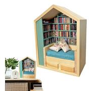 Generisch Mini estantería para aliviar el estrés | Juego de construcción de casa de libros en miniatura de madera, listo para construir, estantería de rompecabezas decorativa para niñas, niños
