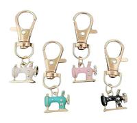 Generisch Mini llaveros de máquina de costura, A Stitch of Memory & Meaning, Vintage Enamel Metal Sewing Charm Keyring for Women Girls Handbag Bag Pendant Gift, 4 unidades, Talla única