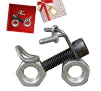 Generisch Mini modelo de moto - escultura de tornillo de metal hecho a mano y bujías, decoración de escritorio genial | Juguete industrial de motocicleta para niños, hombres, novio, hijo, ciclista