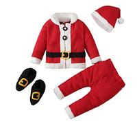 Generisch Mini ropa para bebé, Navidad, Papá Noel, forro polar, ropa de exterior, juego de cosplay, minibody (rojo, 2-3 años)