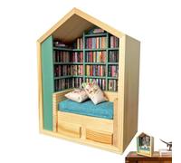Generisch Miniature Bookcase - Funda de madera para decoración de biblioteca de salón o dormitorio, juguete para aliviar el estrés, diseño innovador, 23 x 17 x 10 cm, pantalla perfecta de la colección