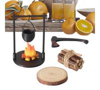 Generisch Miniatures Campfire Set - LED Miniature Campfire Light, Stove Kitchen Furniture, Miniatures Campfires and Teapot for Children Home Indoor Outdoor Holiday Family Gathering Fairy Garden