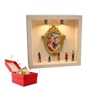Generisch Minicaja de museo DIY - Exhibición de fotos de silueta, vitrina familiar con marco dorado, minivitrina de bricolaje para bodas, día de San Valentín, vacaciones, decoración del hogar