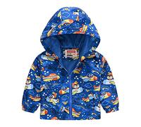 Generisch Mis Chaquetas Casual Impresión con capucha Ropa de abrigo Cremallera Abrigos manga larga a prueba de viento Abrigos con capucha Mujeres, azul, 2-3 años
