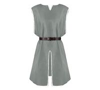 Generisch Mittelalter-Kostüm für Herren, Halloween-Tunika, Hemden, mittelalterliches Schnürhemd, Bluse, Tops, Cosplay, mittelalterliche Tunika, Kostüm, Weste, Tanks (Grey, XXL)