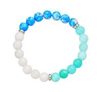 Generisch Mm Cuarzo Para Junco 4 Joyas Beaded Pulsera 8mm Gradient Color Elastic Handmade Beaded Pulsera Azul Acero Amantes Anillos, talla única, Plástico