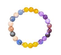 Generisch Mm Cuarzo Para Junco 4 Joyas Beaded Pulsera 8mm Gradient Color Elastic Handmade Beaded Pulsera Azul Acero Amantes Anillos, talla única, Plástico