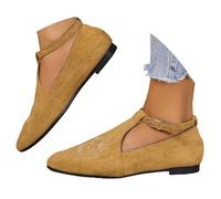 Generisch Mocasines casuales para mujer, mocasines planos de ante con punta puntiaguda, cómodos y ligeros para el día a día, caqui, 38 EU