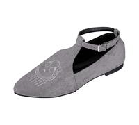 Generisch Mocasines casuales para mujer, mocasines planos de ante con punta puntiaguda, cómodos y ligeros para el día a día, gris, 42 EU