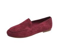 Generisch Mocasines de ante para mujer, elegantes, antideslizantes, lisos, con forma de dedo redondeado, ligeros, clásicos, cómodos, informales, informales, de noche, Vino, 36 EU