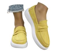 Generisch Mocasines de ante para mujer, elegantes, informales, con punta redonda, informales, modernos, cómodos, suaves, transpirables, para el tiempo libre, mocasines, amarillo, 39 EU