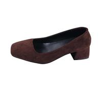 Generisch Mocasines de tacón bajo y punta cuadrada cómodos para mujer, elegantes zapatos casuales de plataforma-67, marrón, 38 EU
