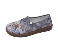 Generisch Mocasines para mujer, bailarinas, modernos, zapatos Mary Jane con bordados de perlas y flores bordadas, transpirables, zapatos de cuña, cómodos, antideslizantes para caminar, zapatos de bota