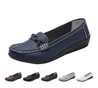 Generisch Mocasines para mujer, mocasín, planos, cómodos, informales, zapatos de trabajo, zapatos casuales, azul oscuro, 46