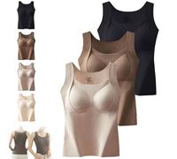 Generisch Mochiinii.Com - Camiseta sin mangas con sostén de estantería, 2025, grueso, cálido, sin mangas, con sujetador integrado para mujer, D, L