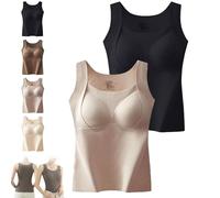 Generisch Mochiinii.Com - Camiseta sin mangas con sostén de estantería, 2025, grueso, cálido, sin mangas, con sujetador integrado para mujer, 2PCS-A, XXL