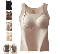 Generisch Mochiinii.Com - Camiseta sin mangas con sostén de estantería, 2025, grueso, cálido, sin mangas, con sujetador integrado para mujer, caqui, XXL