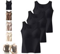 Generisch Mochiinii.Com - Camiseta sin mangas con sostén de estantería, 2025, grueso, cálido, sin mangas, con sujetador integrado para mujer, 3 piezas-F, XXL