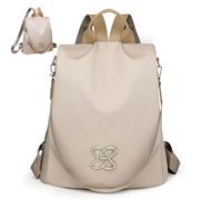 Generisch Mochila antirrobo - Tela Oxford 33 x 28 x 16 cm | Mochila para mujer | Bolso de hombro para un solo hombro, doble hombro o uso manual para viajes, trabajo, escuela y vida cotidiana, beige