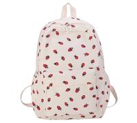 Generisch Mochila de fresa, múltiple, elegante, informal, ligera, para mujeres y niñas, de vuelta a la universidad, mochilas frescas para adolescentes (blanco, talla única)