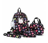 Generisch Mochila escolar 2026 con estampado de dibujos animados, gran capacidad, diseño ligero colgante para, una bonita mochila para estudiantes Compañeros de viaje. (Negro-5, Talla única)