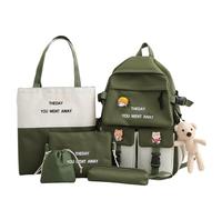 Generisch Mochila escolar - 5 piezas 30 l gran capacidad verde mochila escolar | de libros adolescentes de almacenamiento mochila mochila para niñas viajes