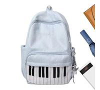 Generisch Mochila escolar - Mochila grande con estampado de piano para hombre y mujer - Mochila unisex para el día a día, para viajes en avión, estudiantes, portátil, senderismo, vida cotidiana, azul