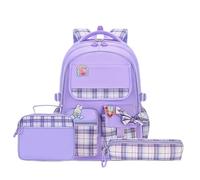 Generisch Mochila escolar para niñas, mochila Kawaii estilo Ita, con bolsa de almuerzo y estuche, mochila estética para laptop escolar para educación media y universitaria Deutet 10, morado, 47*35*8