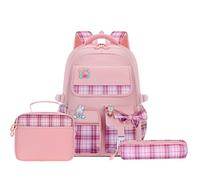 Generisch Mochila escolar para niñas, mochila Kawaii estilo Ita, con bolsa de almuerzo y estuche, mochila estética para laptop escolar para educación media y universitaria Deutet 10, Rosa., 47*35*8