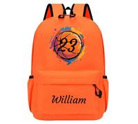 Generisch Mochila infantil personalizada, mochila individual para niños con nombre y diseño, mochila impermeable para guardería/escuela primaria/adolescentes, mochila para niñas y niños S/M/L, naranja