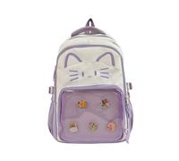 Generisch Mochila Kawaii Cat Ita Bag con Pantalla de Alfiler, Bolsa de Viaje para Mujer, Diseño Ligero, Morado