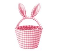 Generisch Mochilas para niños de 1 pieza Easter Bunny Basket Bags With Cute Ears Plaid Bucket Storage for Easter Egg Hunts Decorations Candy Storage Kinderrucksäcke Senderismo, Rosa., Einheitsgröße