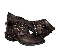 Generisch Moda Chunky Tacones Transpirables Mujer Alta Cremallera Zapatos Botas Cortas Botas Mujer Compatible con Motocicleta Hombres 42, marrón, 39 EU
