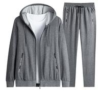 Generisch Moda de invierno para hombre, informal, cuello alto, tendencia, tallas grandes, corte holgado, abrigo y pantalón recto, conjunto de dos piezas, gris oscuro, 4XL