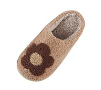 Generisch Moda de invierno para mujer, diseño floral, algodón, cálidas, gruesas, zapatillas con suela antideslizante para días acogedores en interiores