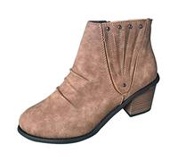Generisch Moda de las mujeres novela zapatos de cuero corto botas botas tacones pie botas de mujer, marrón, 38 EU