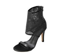 Generisch Moda de verano de las mujeres Open Toe Mesh Back Cremallera Tacones Temperamento Sandalias cómodas, Negro , 41 EU