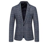 Generisch Moda hombres negocios banquete boda un solo pecho cuadros bolsos, azul, 4XL