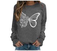 Generisch Moda Mujer Casual Manga Larga Cuello Redondo Sudaderas Estampado Suéter Sin Capucha Sudaderas Top Mi Cesta, gris oscuro, XL