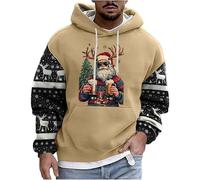 Generisch Moda para hombre Sudadera con capucha de manga larga estampada relajada Tejido cómodo para looks casuales de uso diario, caqui, XXL