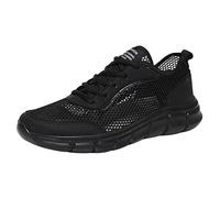 Generisch Moda Primavera Verano Zapatos Deportivos para Hombres Fondo Plano Tejido de mosca Ligero Diseño hueco Transpirable Cómodo Color Sólido con cordones, Negro , 44 EU