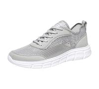 Generisch Moda Primavera Verano Zapatos Deportivos para Hombres Fondo Plano Tejido de mosca Ligero Diseño hueco Transpirable Cómodo Color Sólido con cordones, gris, 44 EU